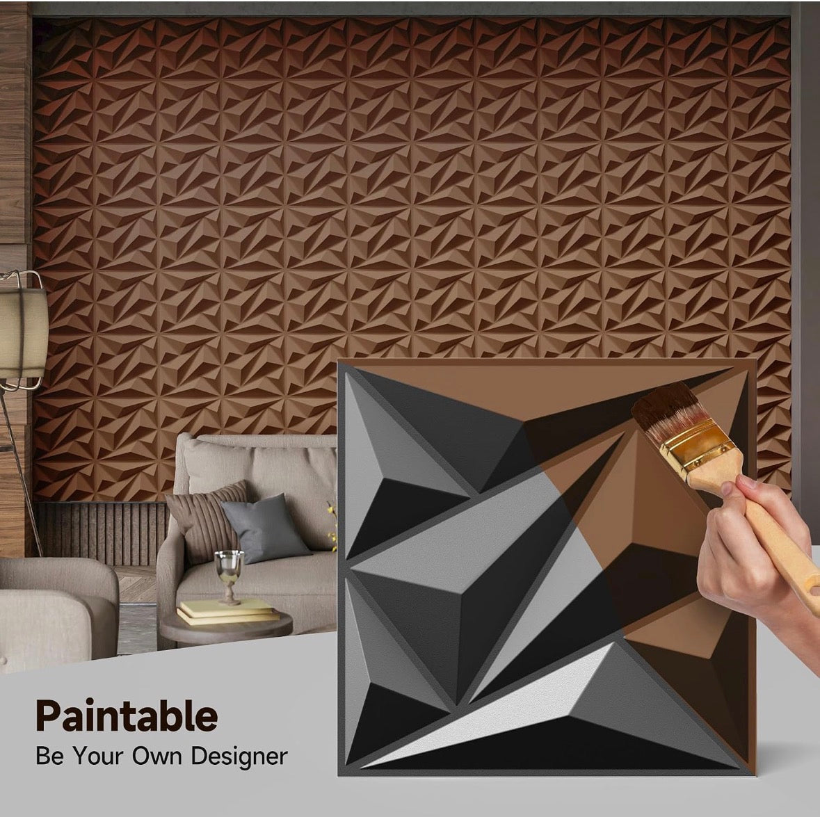 LuxePanel™ 3D Diamond Wall Panels – 33 Pack