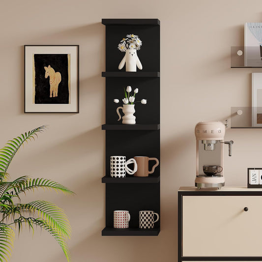 5 Tier Lack Floating Shelf, Black Wall Shelf Unit,Display Shelf