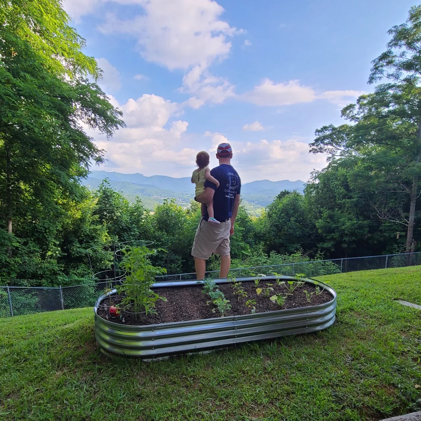 Galvanized Raised Garden Bed Kit, Galvanized Planter Raised Garden Boxes Outdoor, Oval Metal Raised Garden Beds for Vegetables