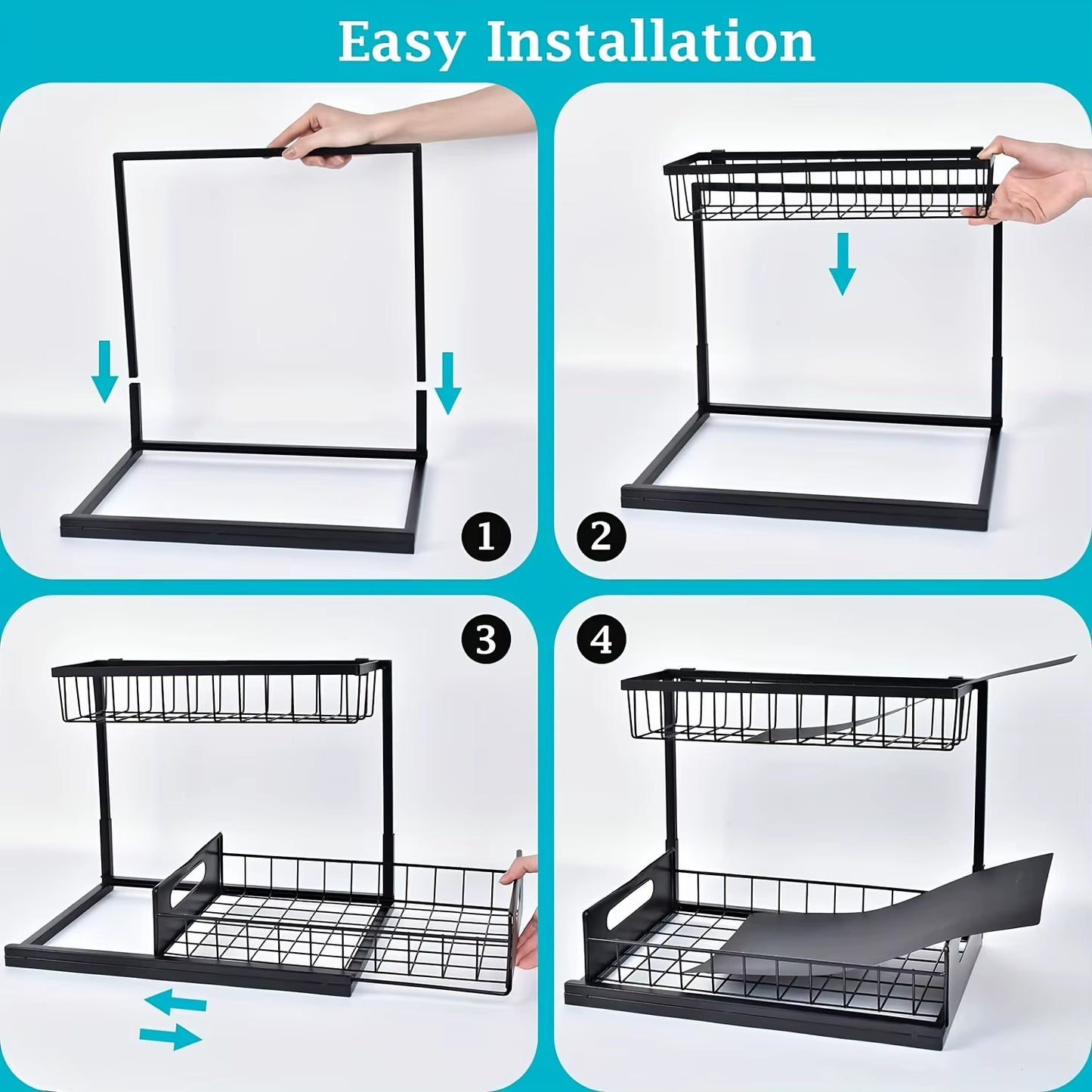 Under Sink Organizer, Pull Out Cabinet Organizer 2 Tier Slide Out Sink Shelf Cabinet Storage Shelves, under Sink Storage