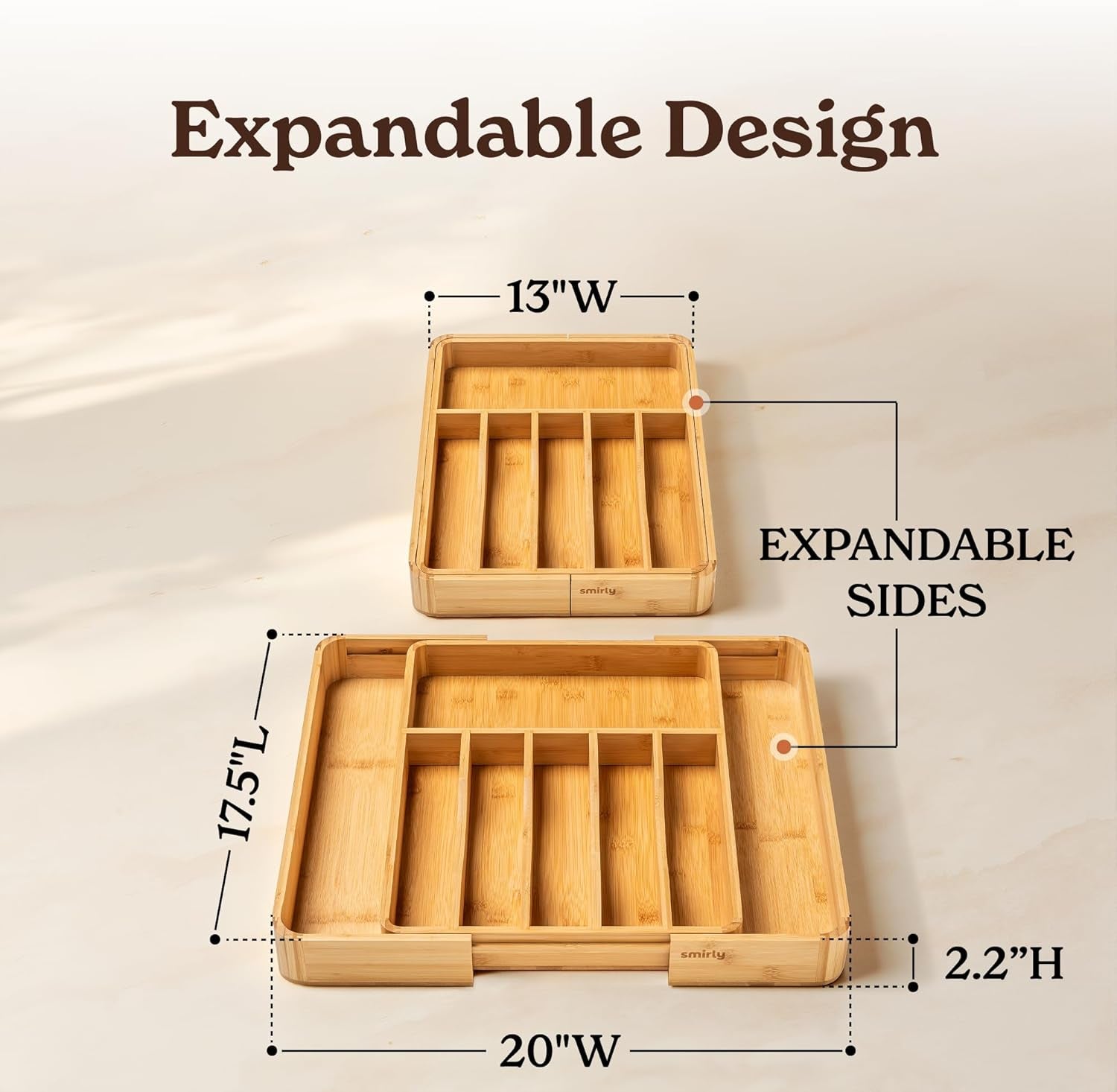 Silverware Drawer Organizer – Bamboo Kitchen Drawer Organizer, Adjustable Utensil Holder and Cutlery Tray, Drawer Dividers for Flatware and Kitchen Utensils | Adjustable