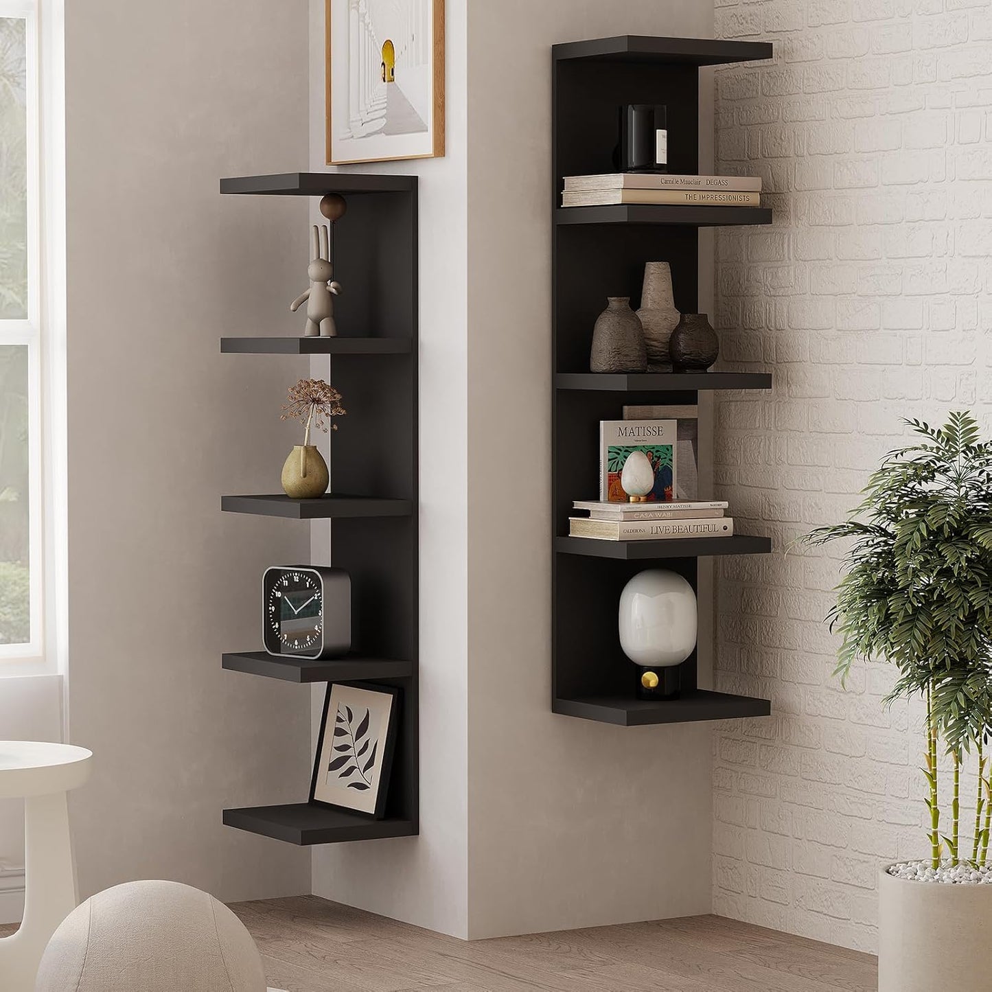 5 Tier Lack Floating Shelf, Black Wall Shelf Unit,Display Shelf