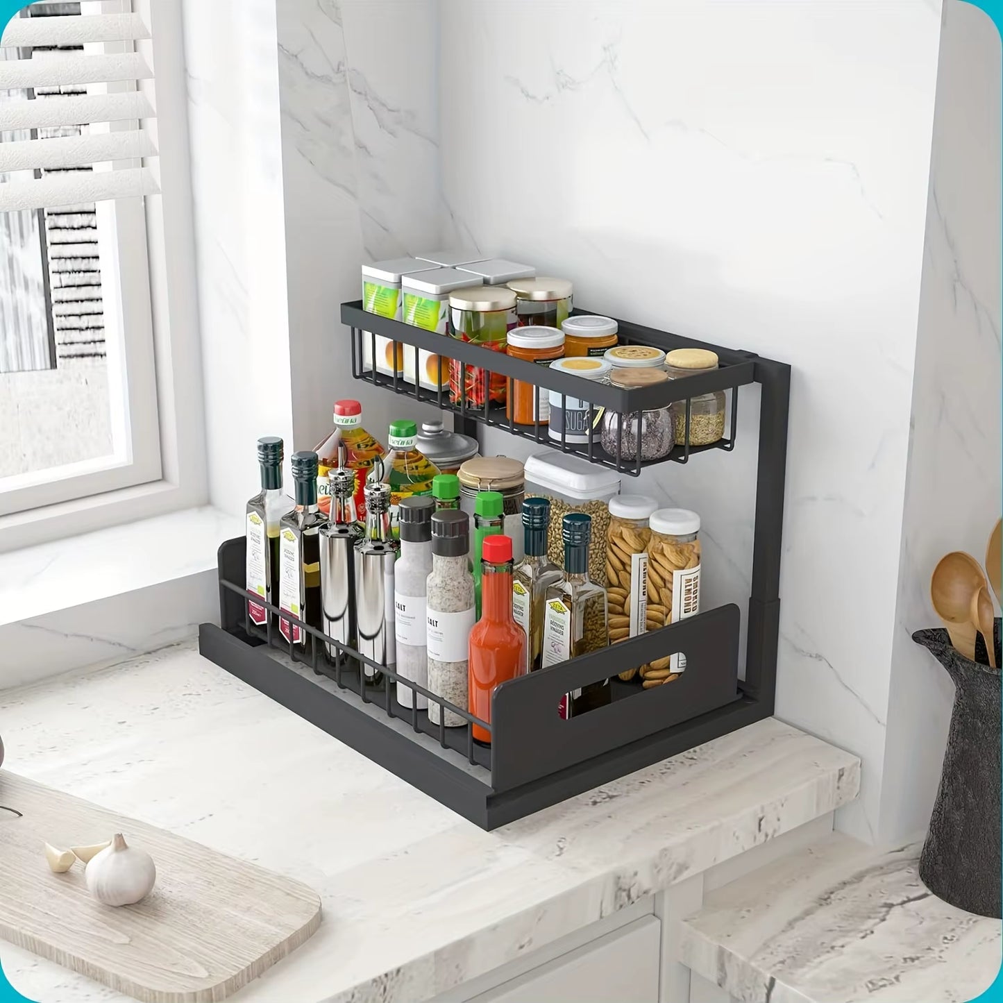 Under Sink Organizer, Pull Out Cabinet Organizer 2 Tier Slide Out Sink Shelf Cabinet Storage Shelves, under Sink Storage