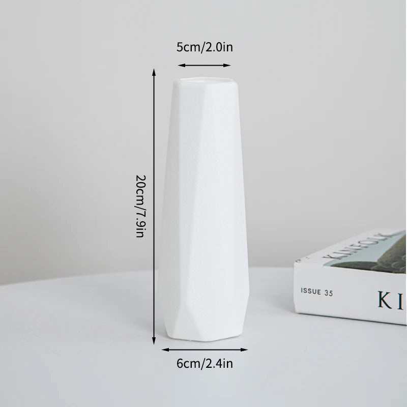 Nordic Vases Pure White Plastic Vases Imitation Ceramic Flower Vases Desktop Flowerpot Wedding Decor Home Ornament