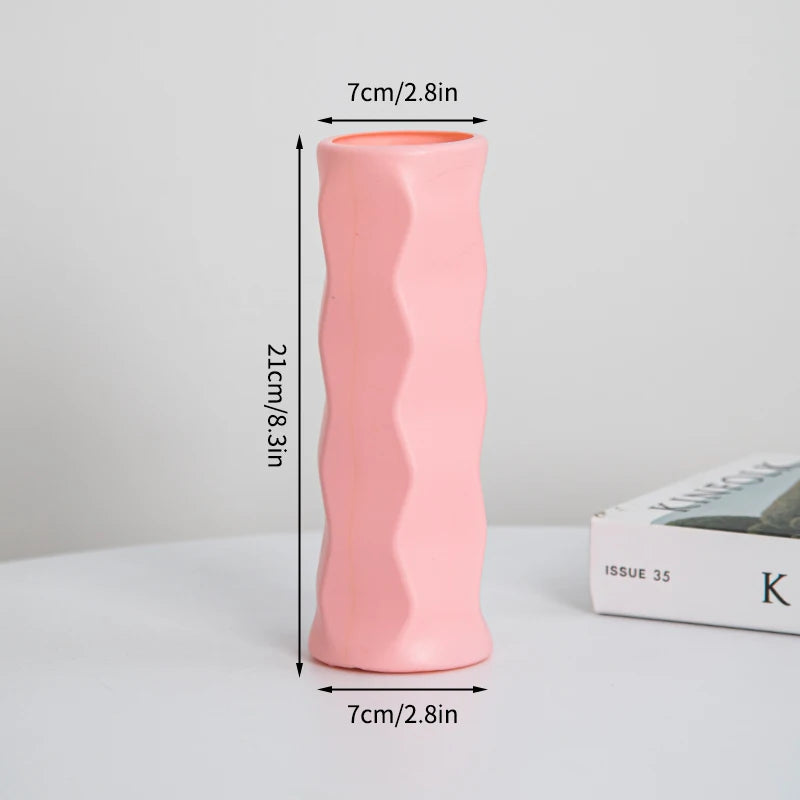 Nordic Vases Pure White Plastic Vases Imitation Ceramic Flower Vases Desktop Flowerpot Wedding Decor Home Ornament
