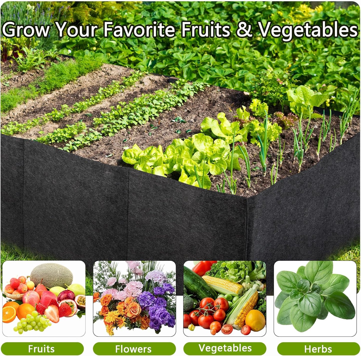 2-Pack 3 Grid Fabric Raised Garden Bed 22 Gallon, 3X1X1 FT Thickened Garden Grow Bags with Handles - Indoor Outdoor Planter Bags for Vegetables, Herbs, Flowers