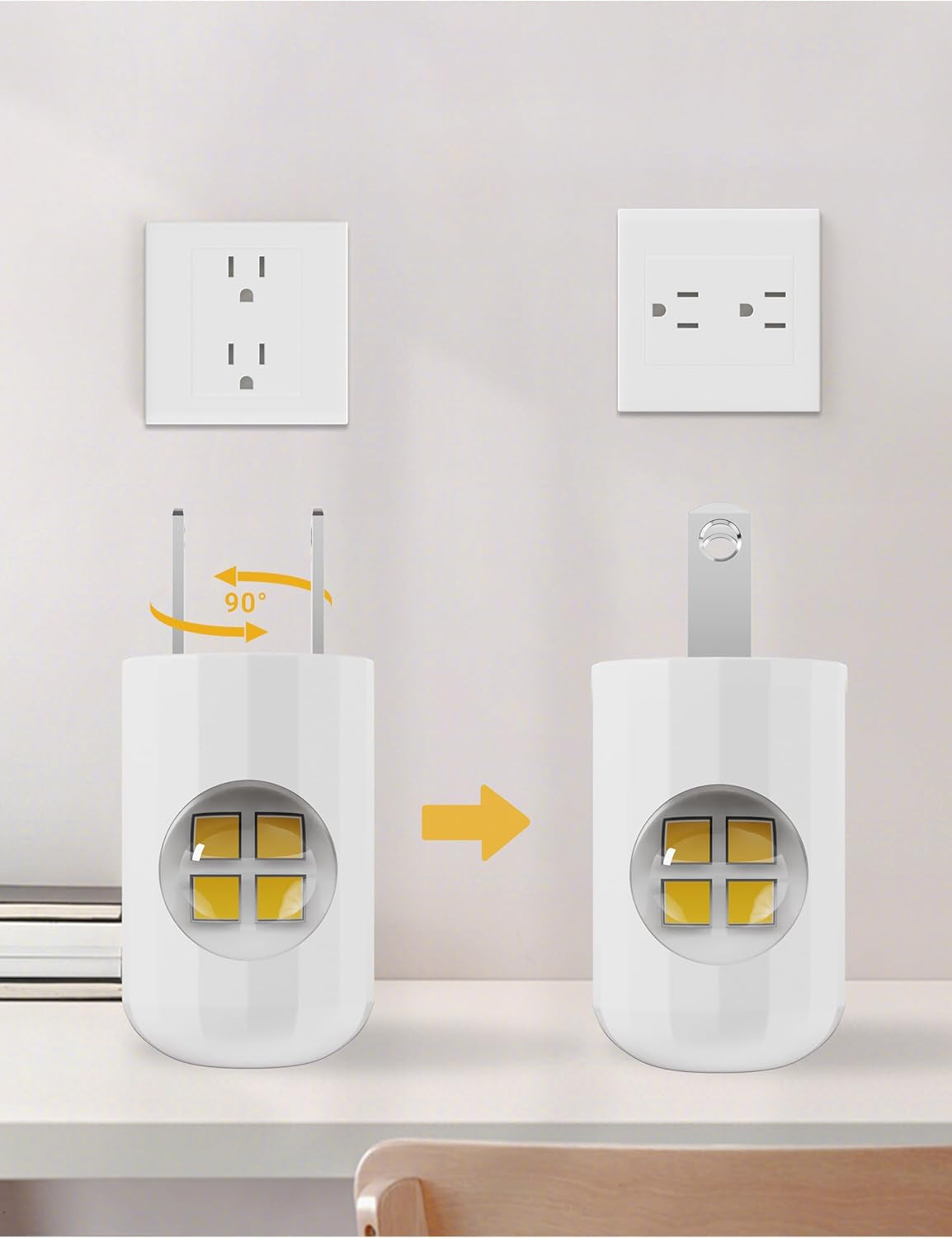 6-Pack LED Night Light Plug-In Wall Outlet Light,2700K Warm White, Ambient Lighting for Bedroom, Bathroom, Nursery, Hallway, Kitchen