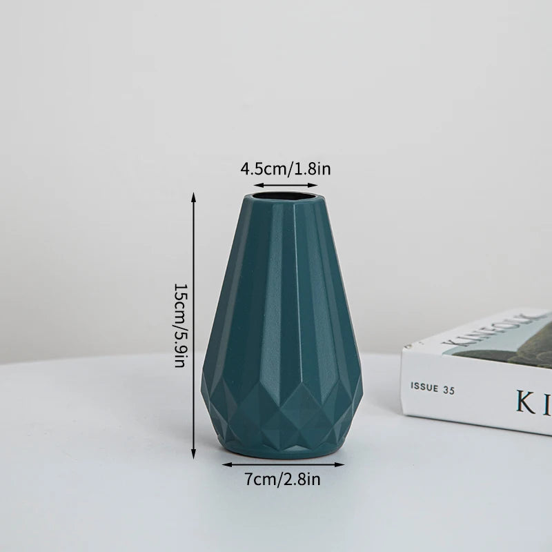 Nordic Vases Pure White Plastic Vases Imitation Ceramic Flower Vases Desktop Flowerpot Wedding Decor Home Ornament