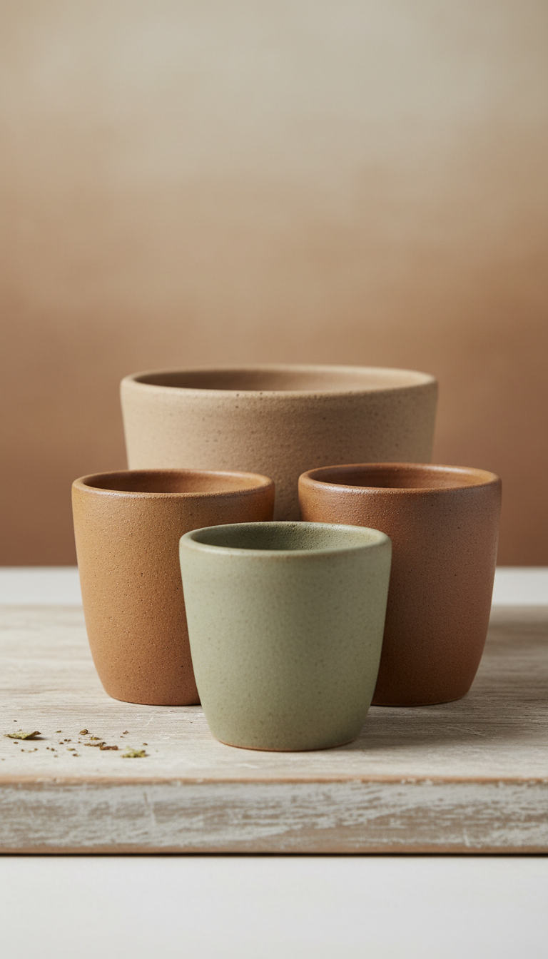 Stoneware Herb Planter Set