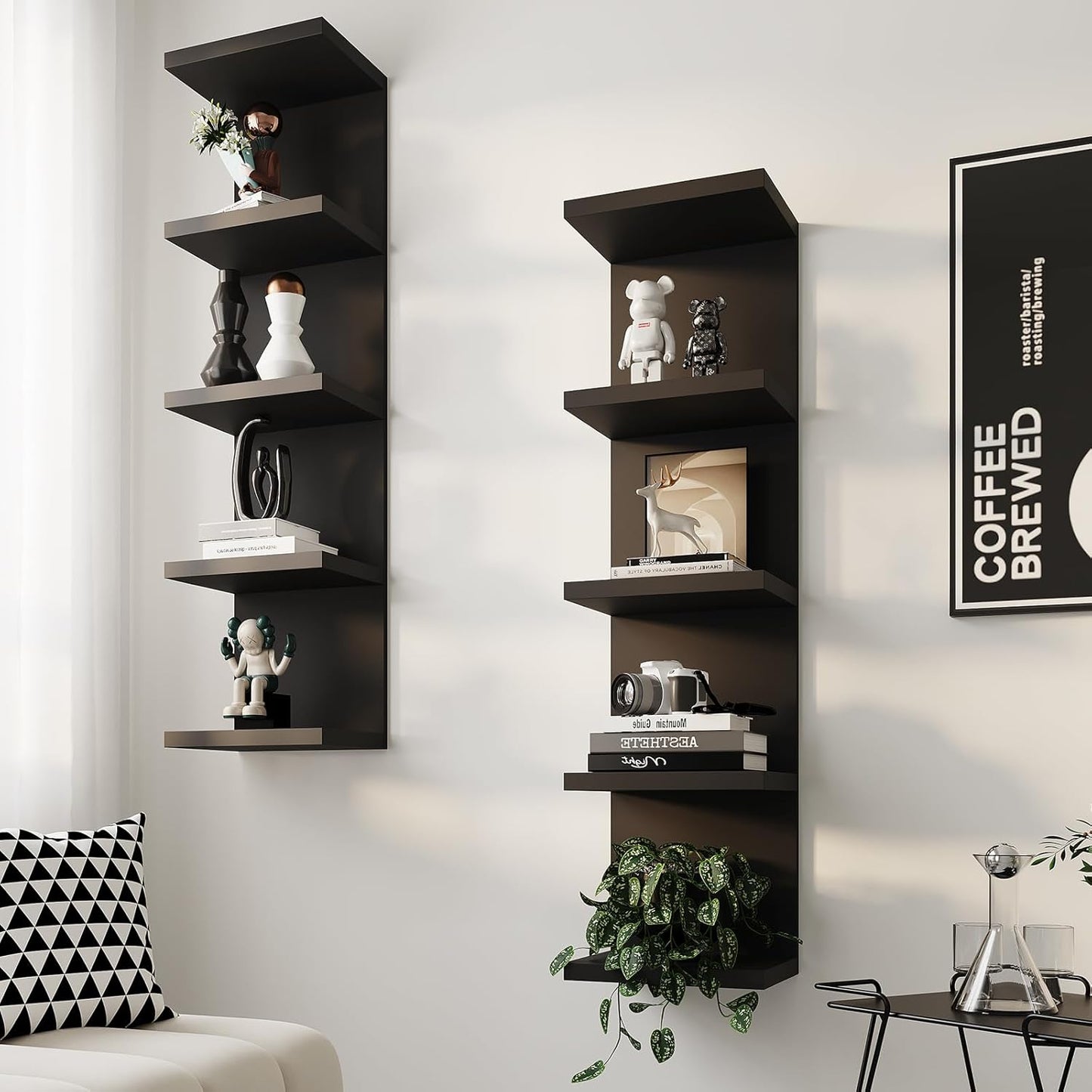 5 Tier Lack Floating Shelf, Black Wall Shelf Unit,Display Shelf