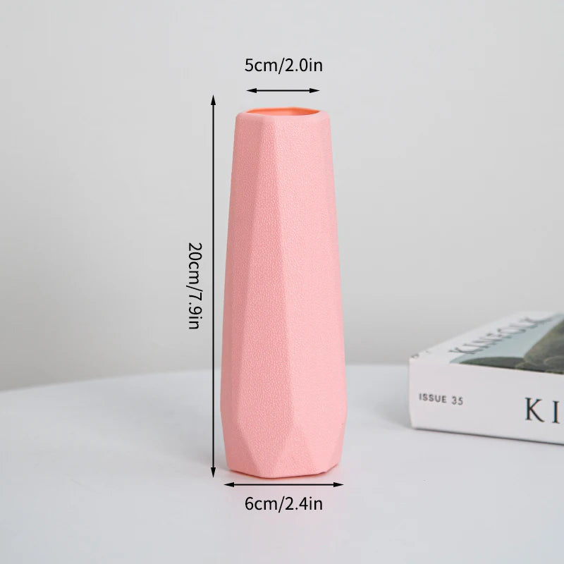 Nordic Vases Pure White Plastic Vases Imitation Ceramic Flower Vases Desktop Flowerpot Wedding Decor Home Ornament