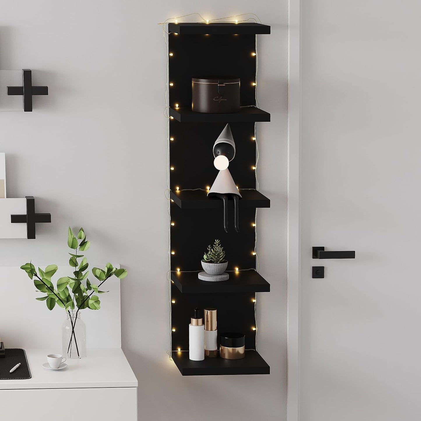 5 Tier Lack Floating Shelf, Black Wall Shelf Unit,Display Shelf