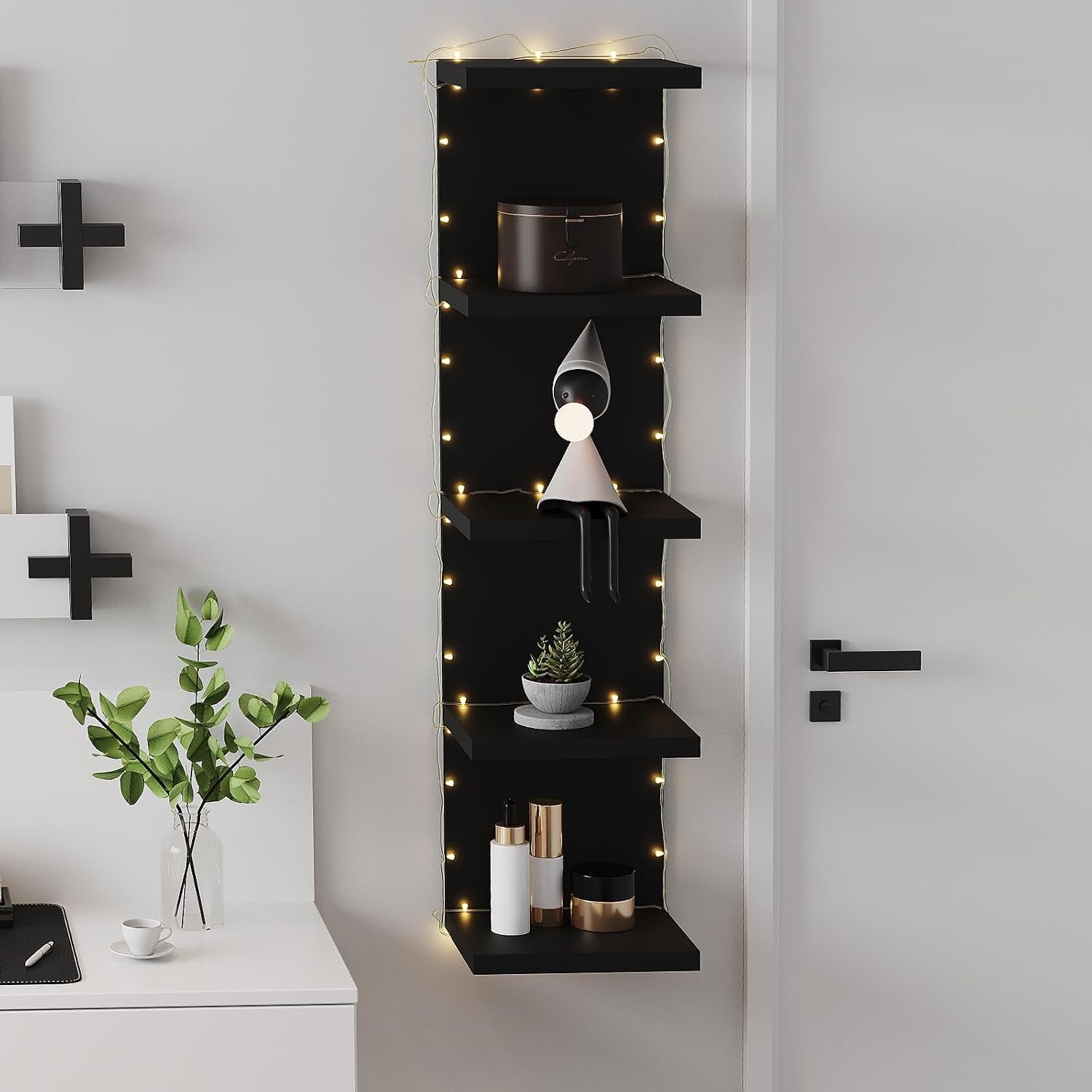 5 Tier Lack Floating Shelf, Black Wall Shelf Unit,Display Shelf
