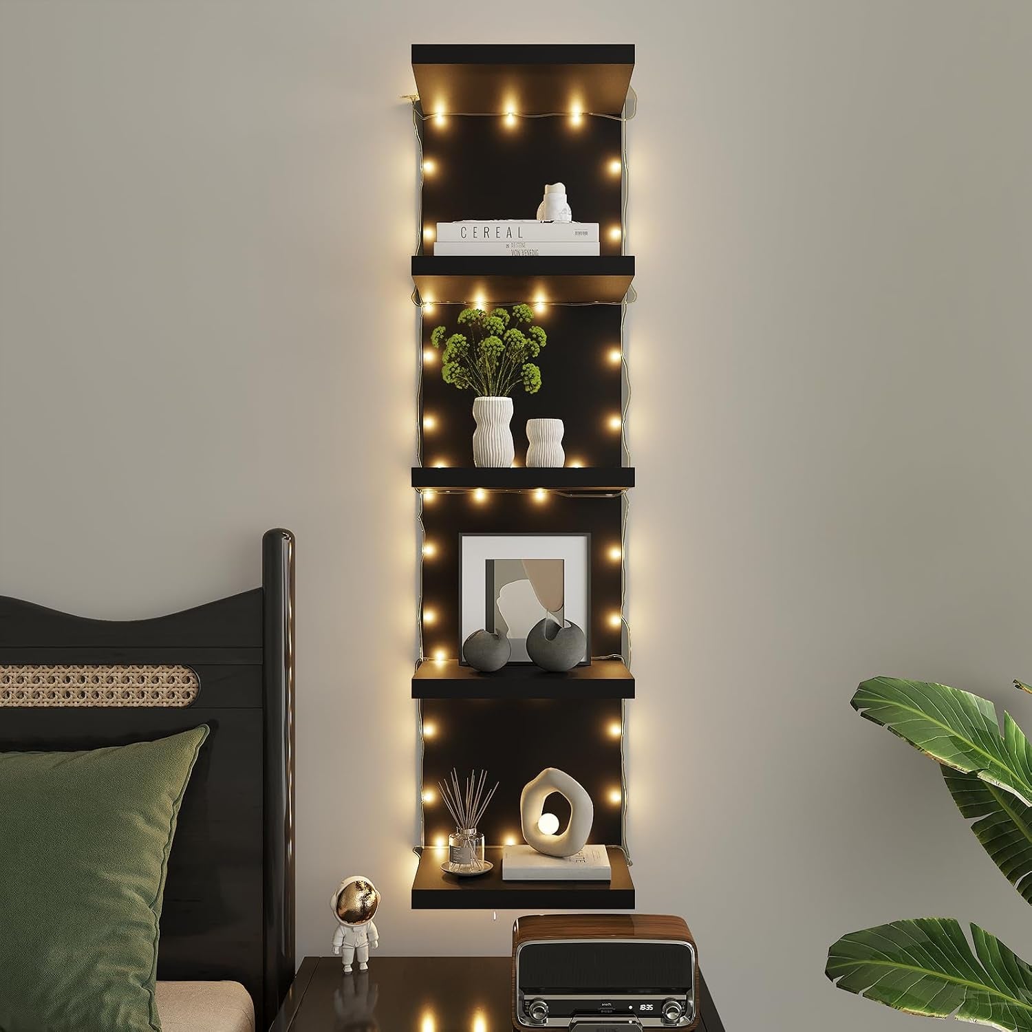 5 Tier Lack Floating Shelf, Black Wall Shelf Unit,Display Shelf