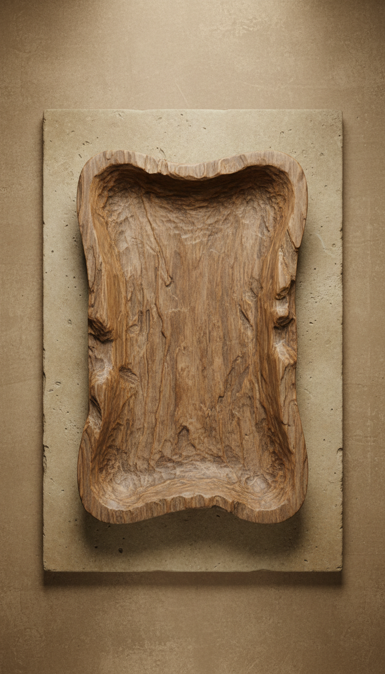Hand-Carved Wooden Serving Tray