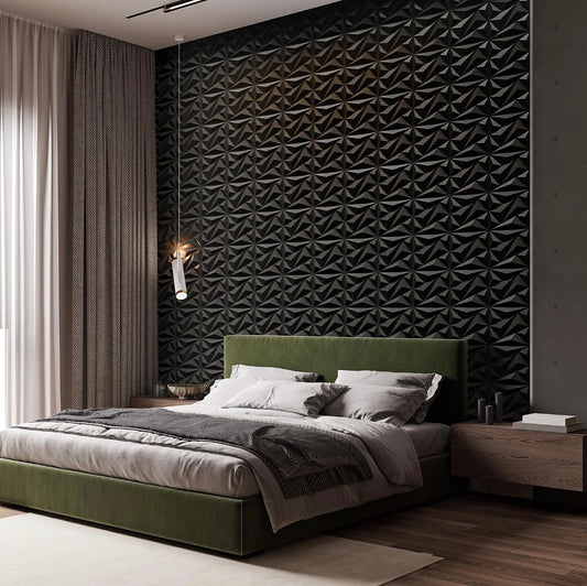 NoirEdge 3D Diamond Wall Panels – 33-Piece Black PVC Accent Set