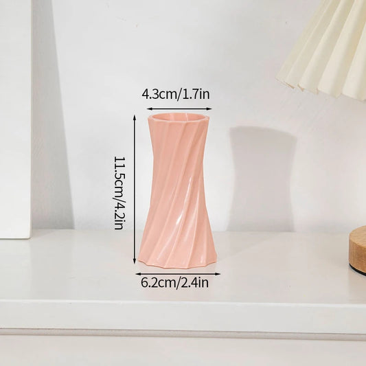Nordic Vases Pure White Plastic Vases Imitation Ceramic Flower Vases Desktop Flowerpot Wedding Decor Home Ornament