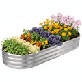 Galvanized Raised Garden Bed Kit, Galvanized Planter Raised Garden Boxes Outdoor, Oval Metal Raised Garden Beds for Vegetables